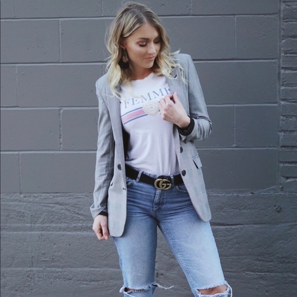 Express Jackets & Blazers - Grey and black plaid boyfriend style blazer